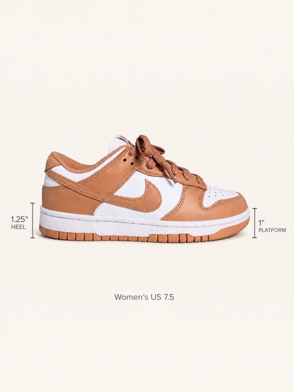 Nike Dunk Low Sneakers Leather White Rose Whisper Blush Pink Women’s Size 7.5